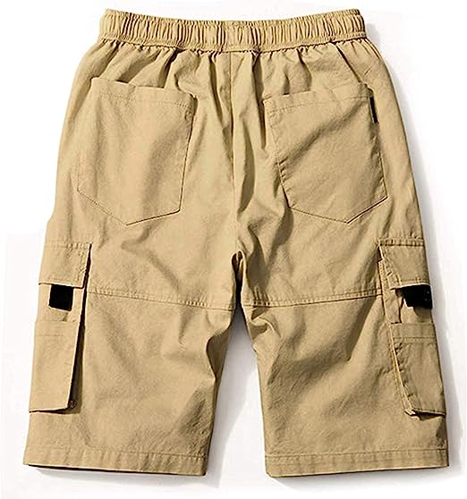 Elastic Waist Cargo Shorts-Waves And Trunks