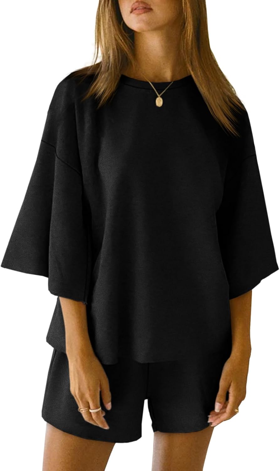 2 Pieces Oversized Top And Shorts Pajama Set For Women