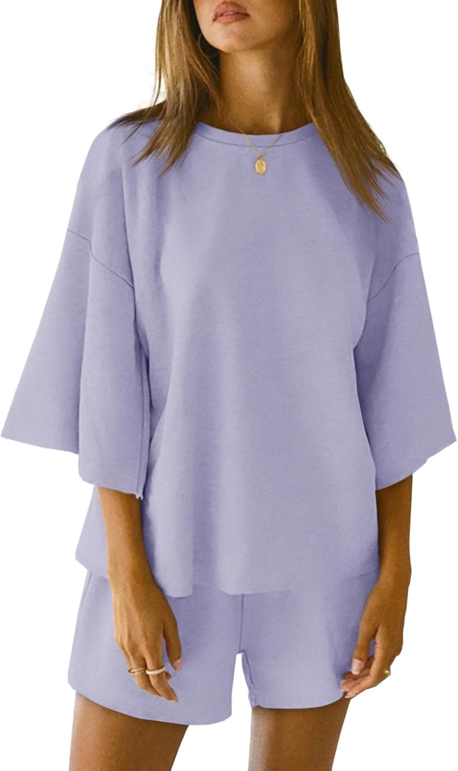 2 Pieces Oversized Top And Shorts Pajama Set For Women