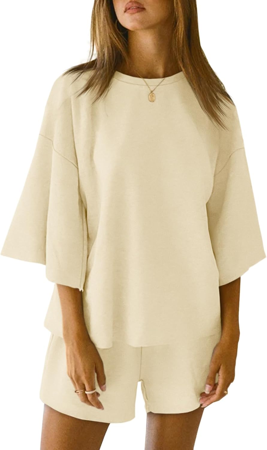 2 Pieces Oversized Top And Shorts Pajama Set For Women