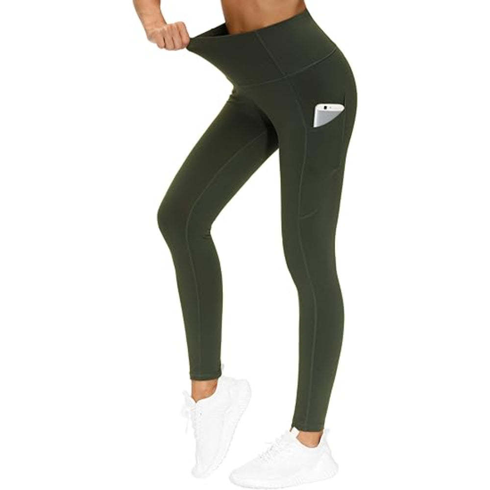 Stretchable Yoga Pants With Pockets For Workout And Running-Waves And Trunks