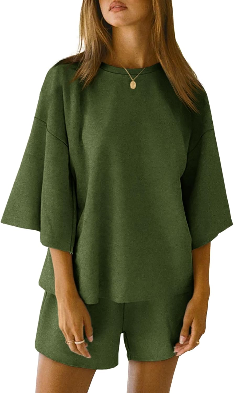 2 Pieces Oversized Top And Shorts Pajama Set For Women