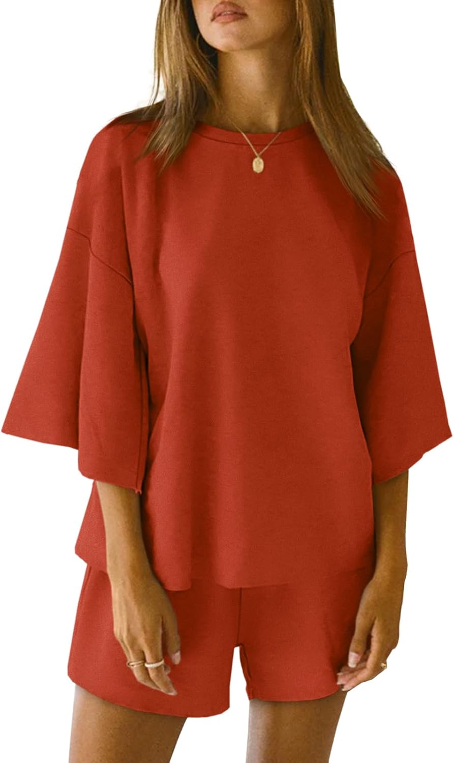2 Pieces Oversized Top And Shorts Pajama Set For Women