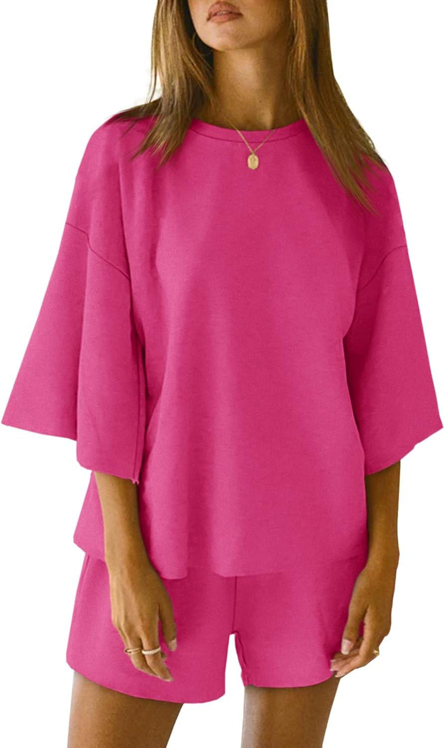 2 Pieces Oversized Top And Shorts Pajama Set For Women
