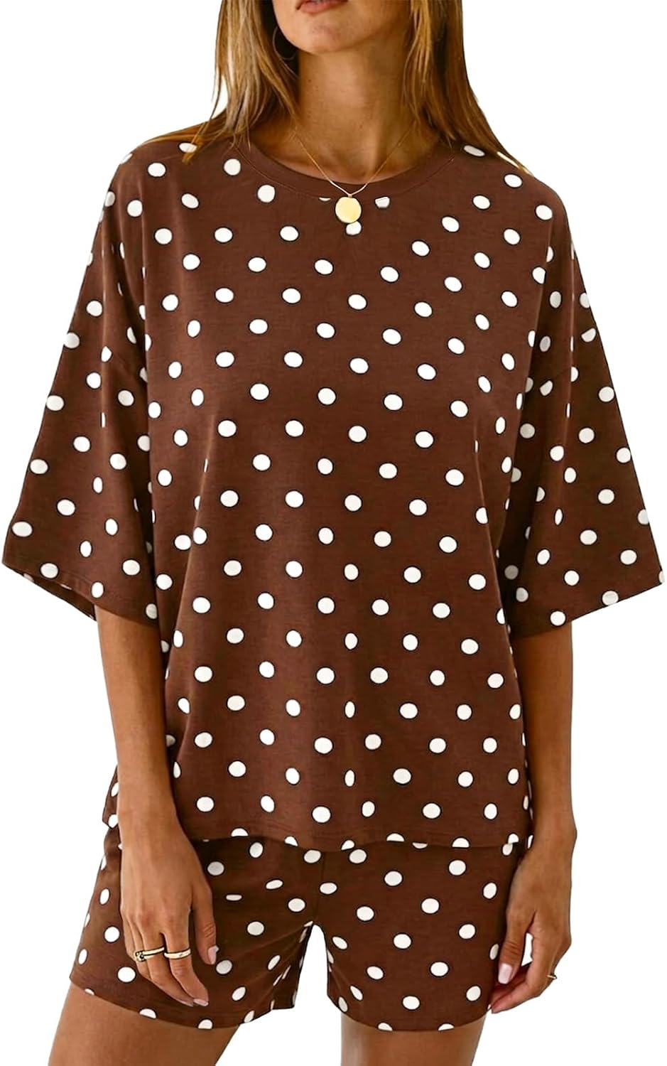 2 Pieces Oversized Top And Shorts Pajama Set For Women