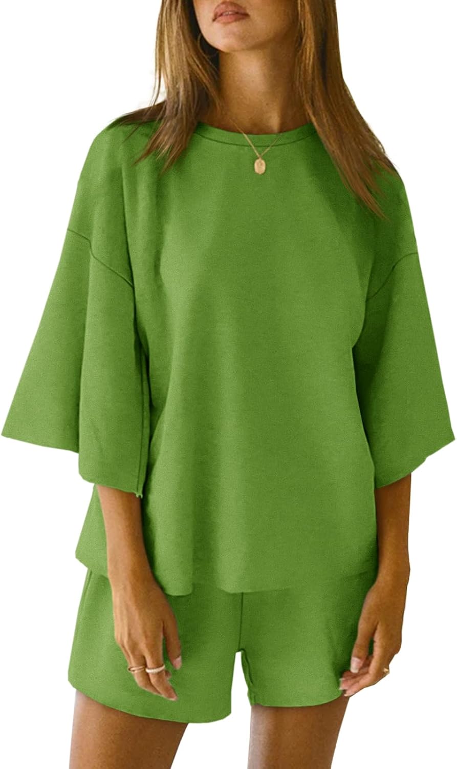 2 Pieces Oversized Top And Shorts Pajama Set For Women