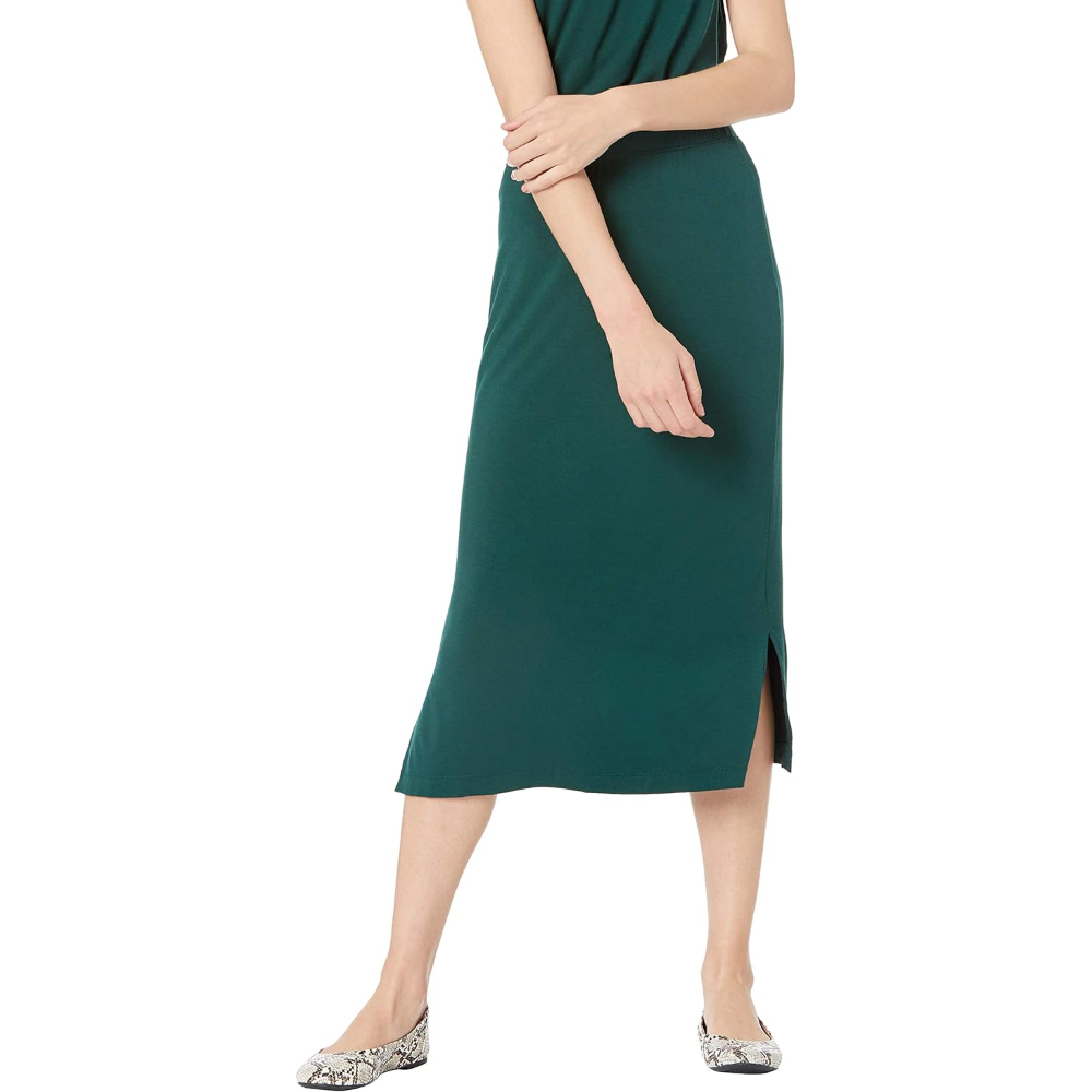 Casual Stretch Knit Midi Skirt With Soft Fit For Women