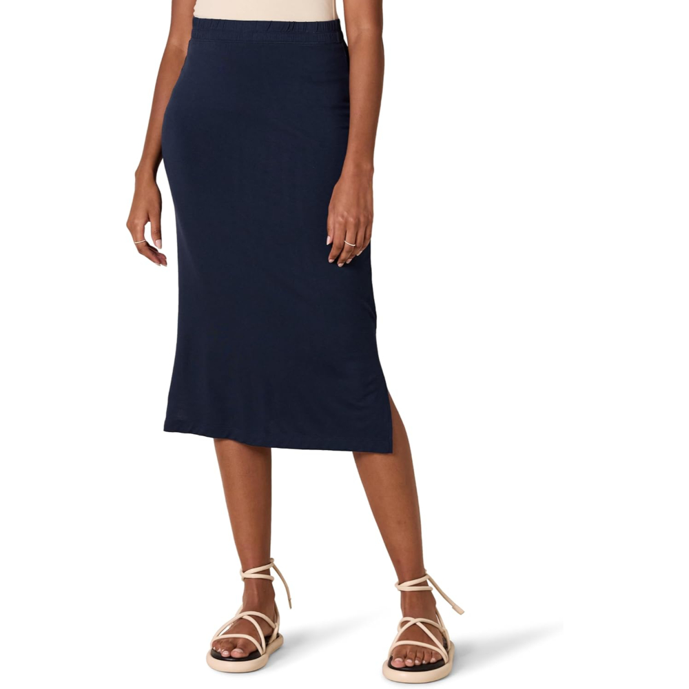 Casual Stretch Knit Midi Skirt With Soft Fit For Women