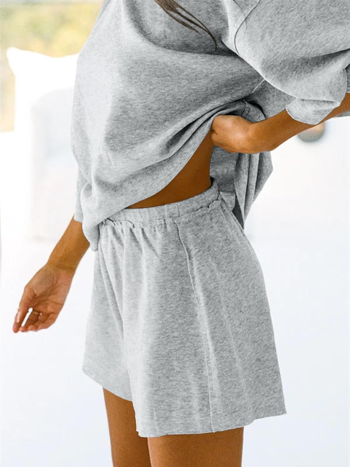 2 Pieces Oversized Top And Shorts Pajama Set For Women
