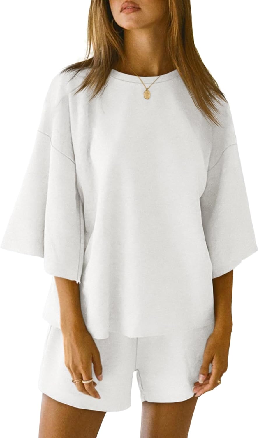 2 Pieces Oversized Top And Shorts Pajama Set For Women