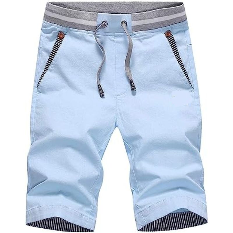 Elastic Waist and Pockets Classic Shorts-Waves And Trunks