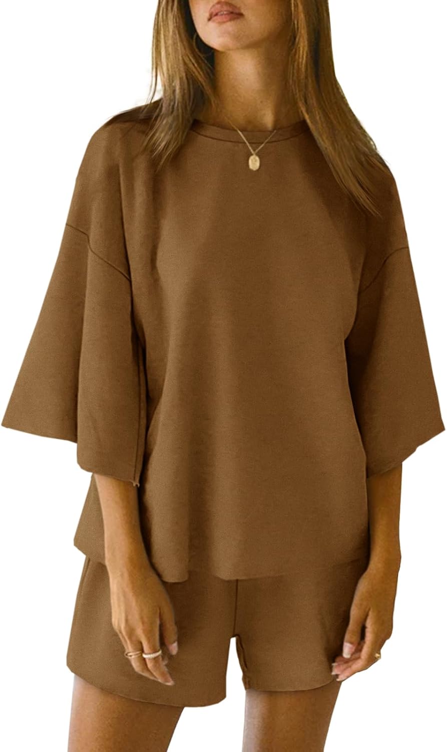 2 Pieces Oversized Top And Shorts Pajama Set For Women