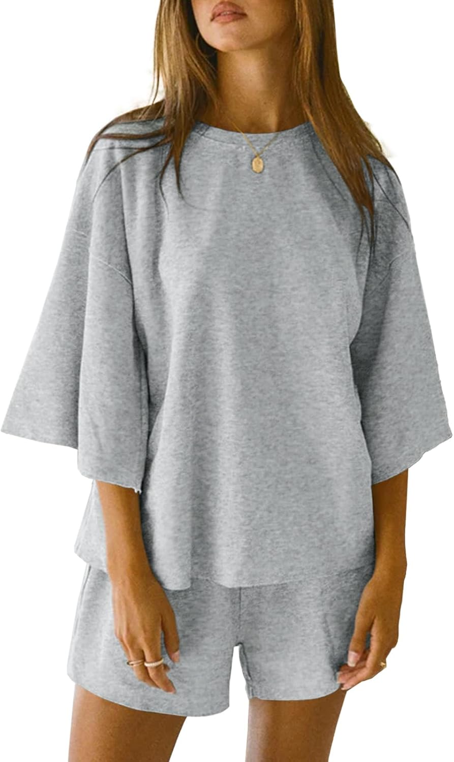 2 Pieces Oversized Top And Shorts Pajama Set For Women