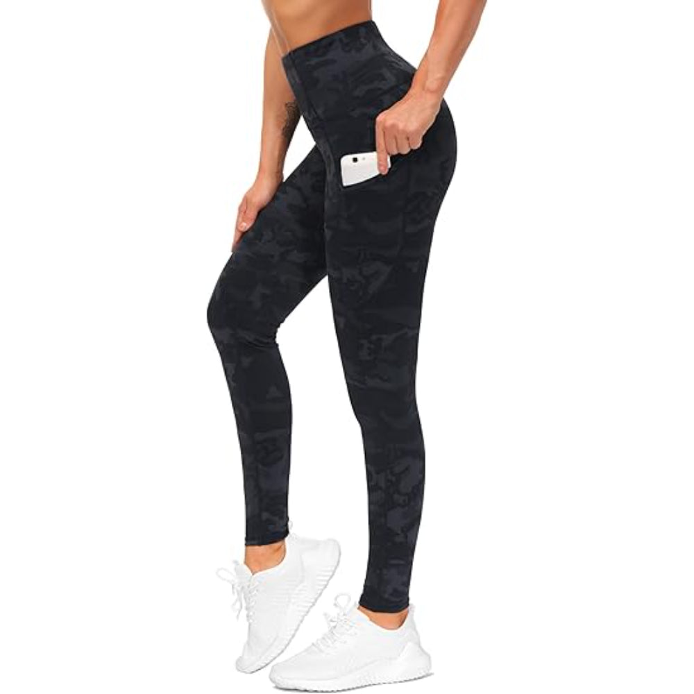 Full Length Yoga Leggings With Side Pockets For Workout-Waves And Trunks