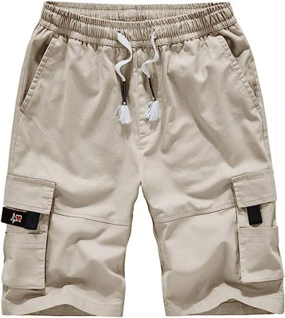 Elastic Waist Cargo Shorts-Waves And Trunks
