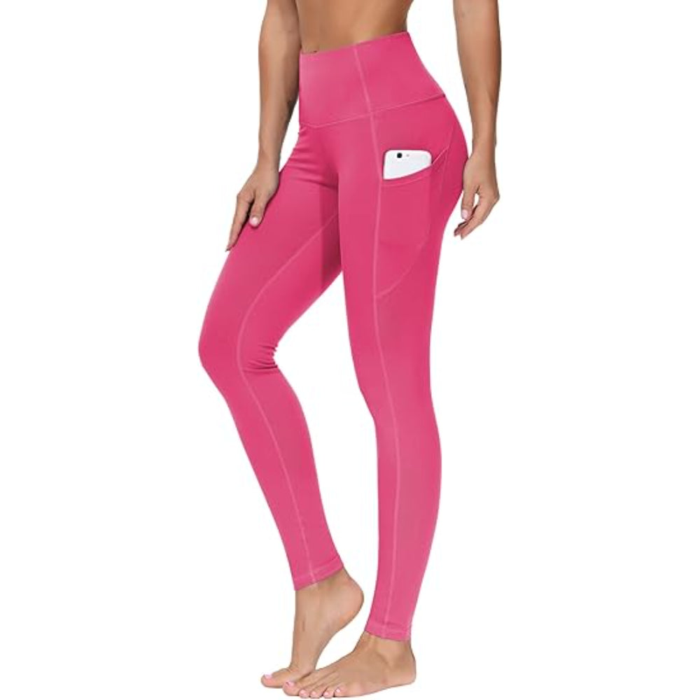 Full Length Yoga Leggings With Side Pockets For Workout-Waves And Trunks
