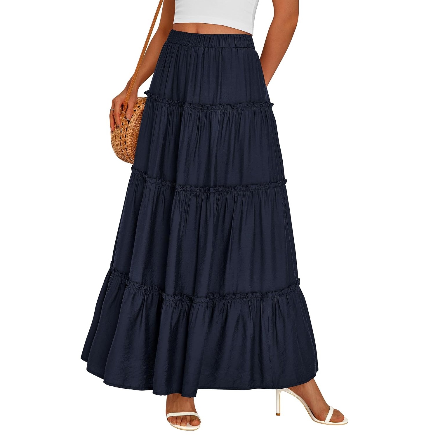 Long Flowy A Line Tiered Boho Skirt For Women