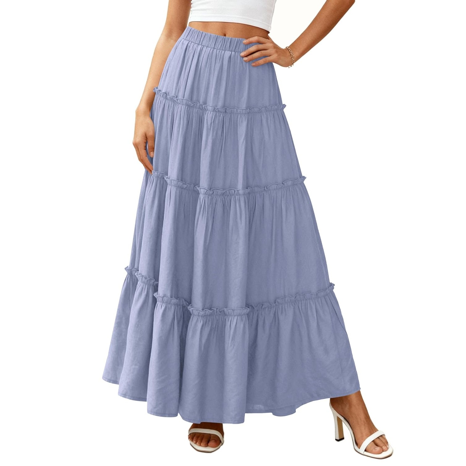 Long Flowy A Line Tiered Boho Skirt For Women