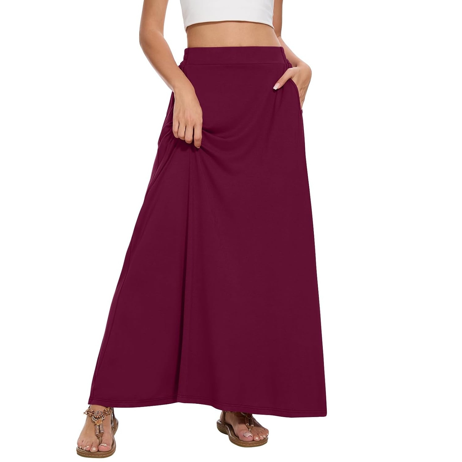 Casual Flowy A line Skirt With Pockets For Women