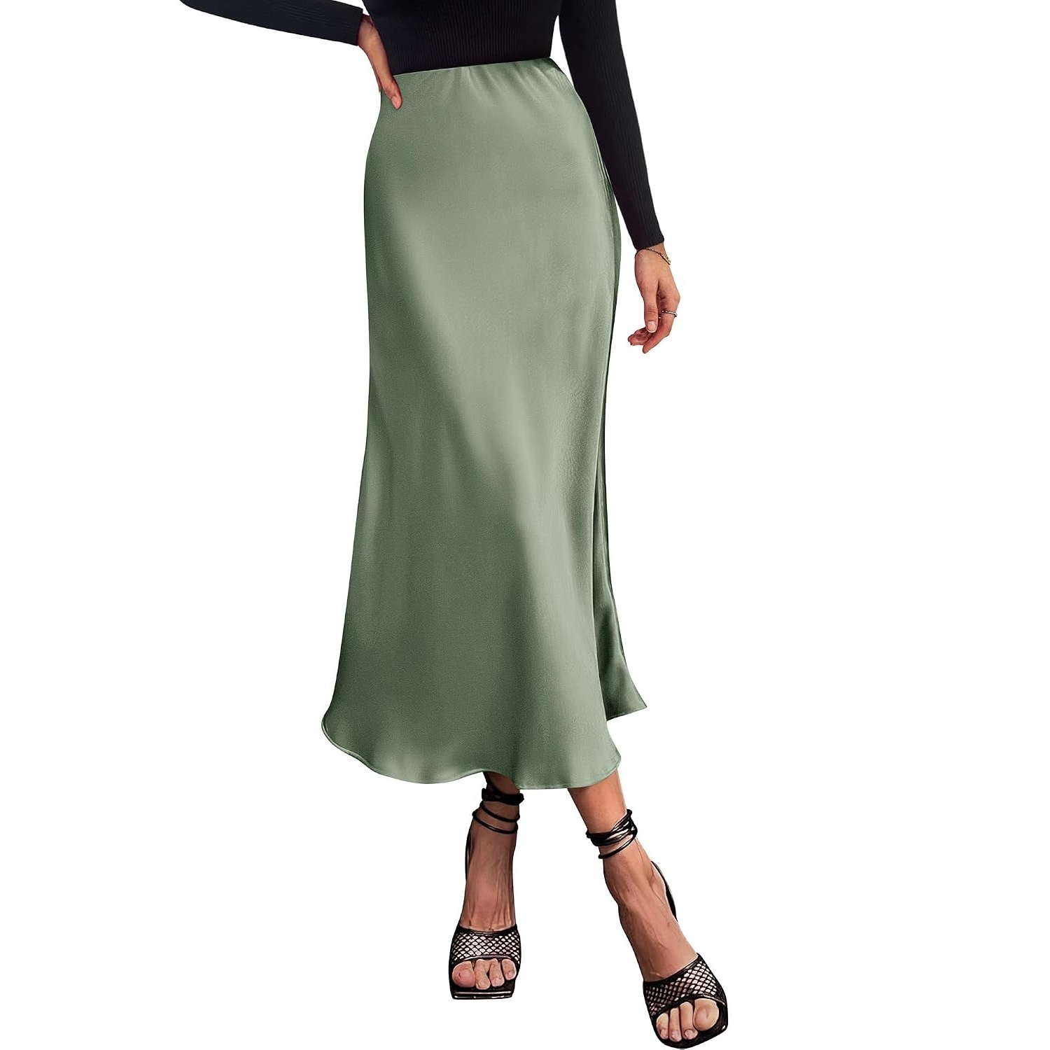 Satin Summer High Flowing Skirt For Women