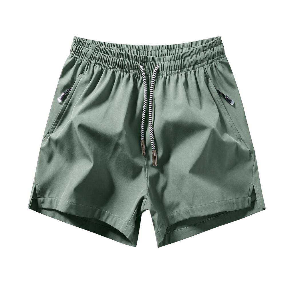 Fit Shorts With Zipper And Drawstring For Men