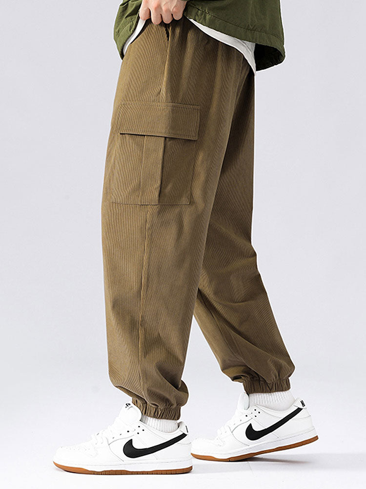 Casual Corduroy Cargo Joggers-Waves And Trunks