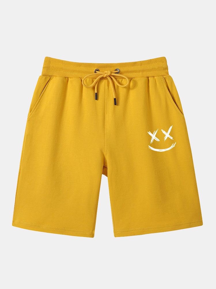 Smiley Printed Mid Length Shorts-Waves And Trunks