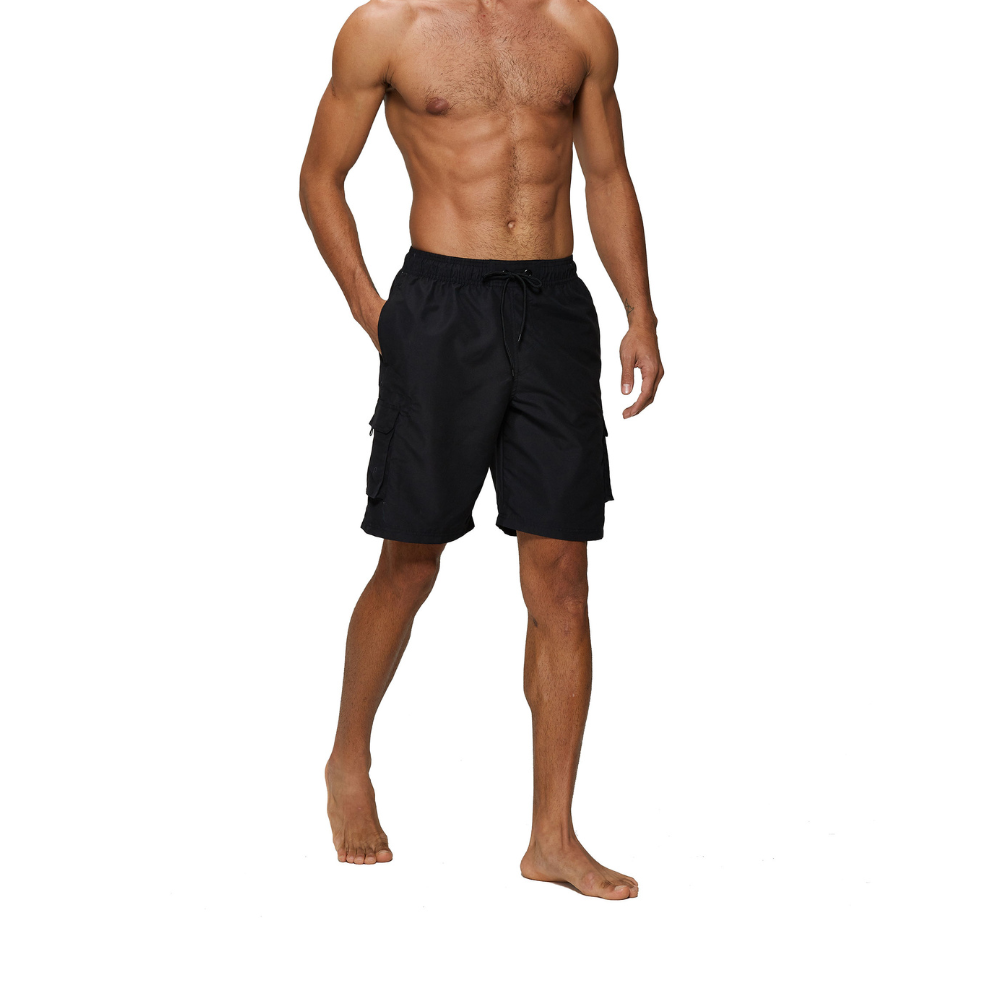 Black Solids String Swim Shorts-Waves And Trunks