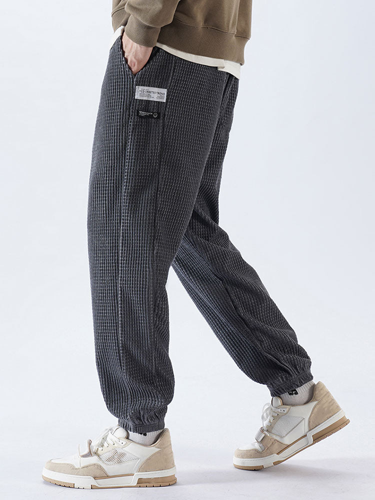 Casual Drawstring Corduroy Pants-Waves And Trunks