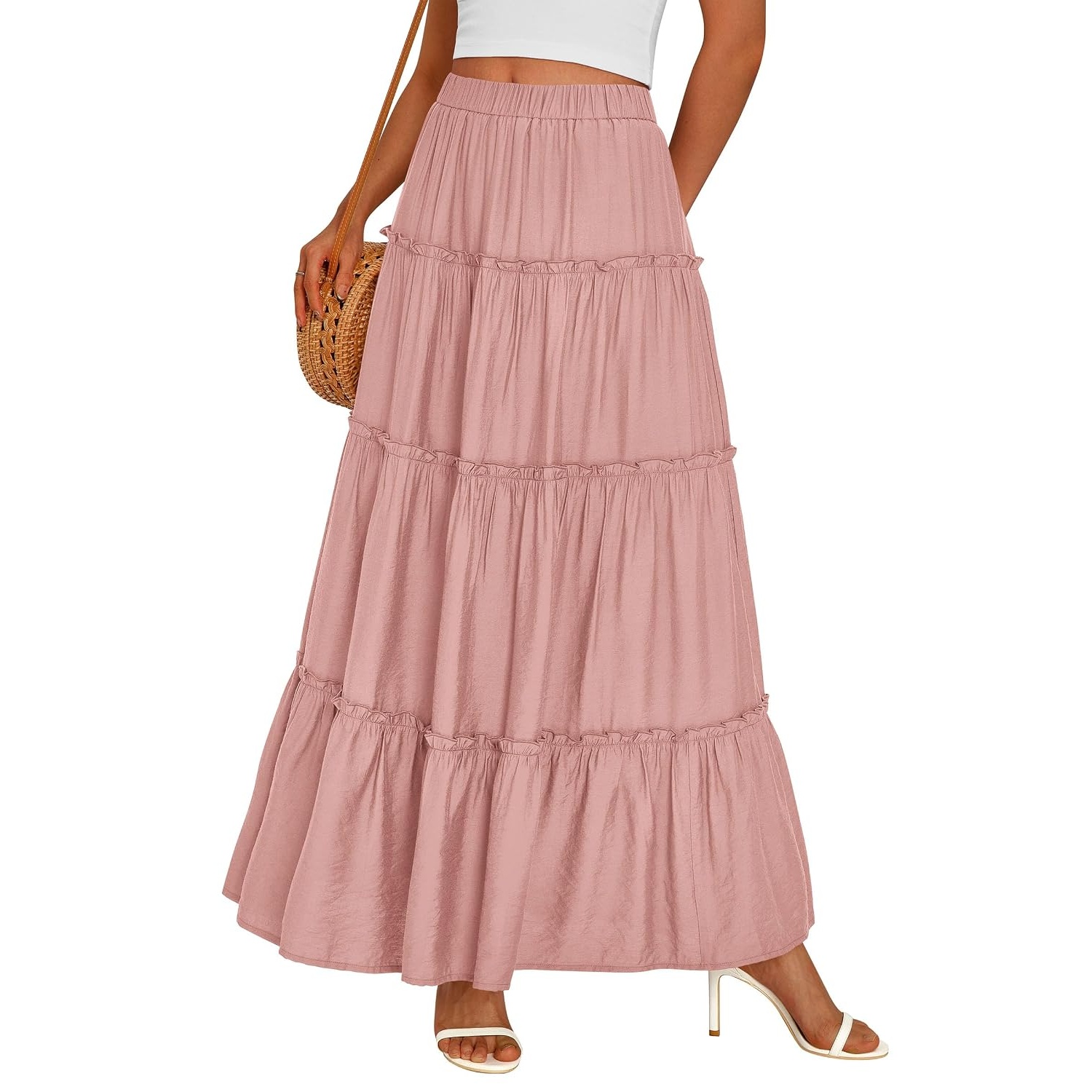 Long Flowy A Line Tiered Boho Skirt For Women