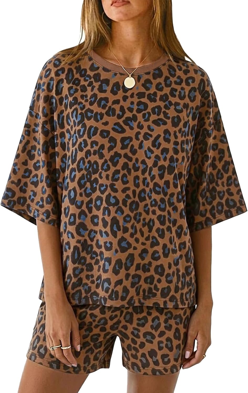2 Pieces Oversized Top And Shorts Pajama Set For Women