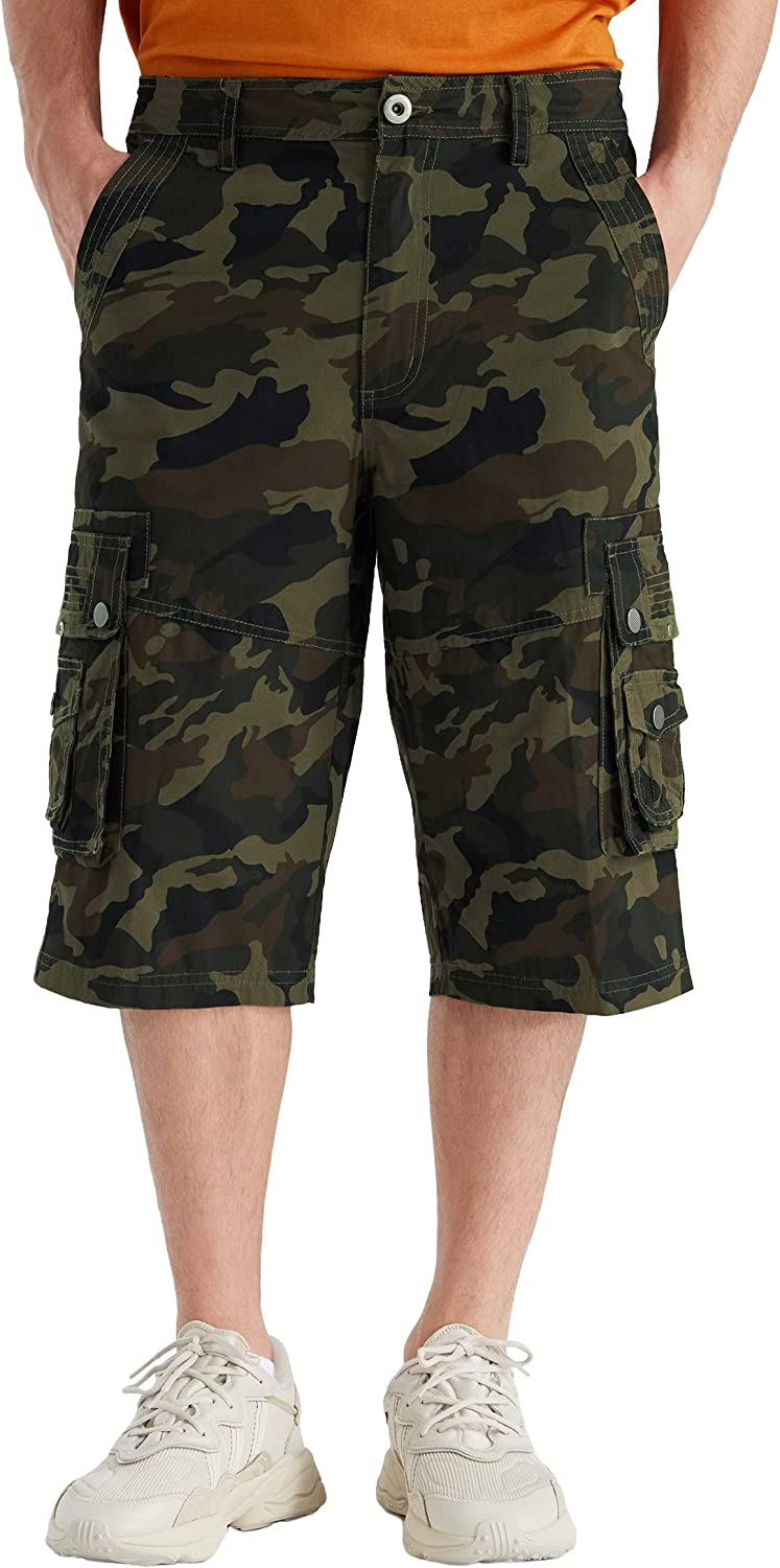 Relaxed Fit Cotton Cargo Capri Shorts-Waves And Trunks