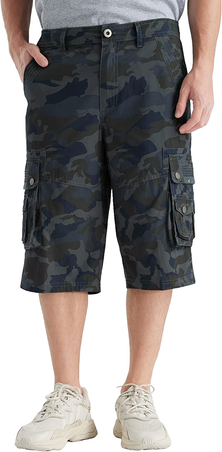 Relaxed Fit Cotton Cargo Capri Shorts-Waves And Trunks