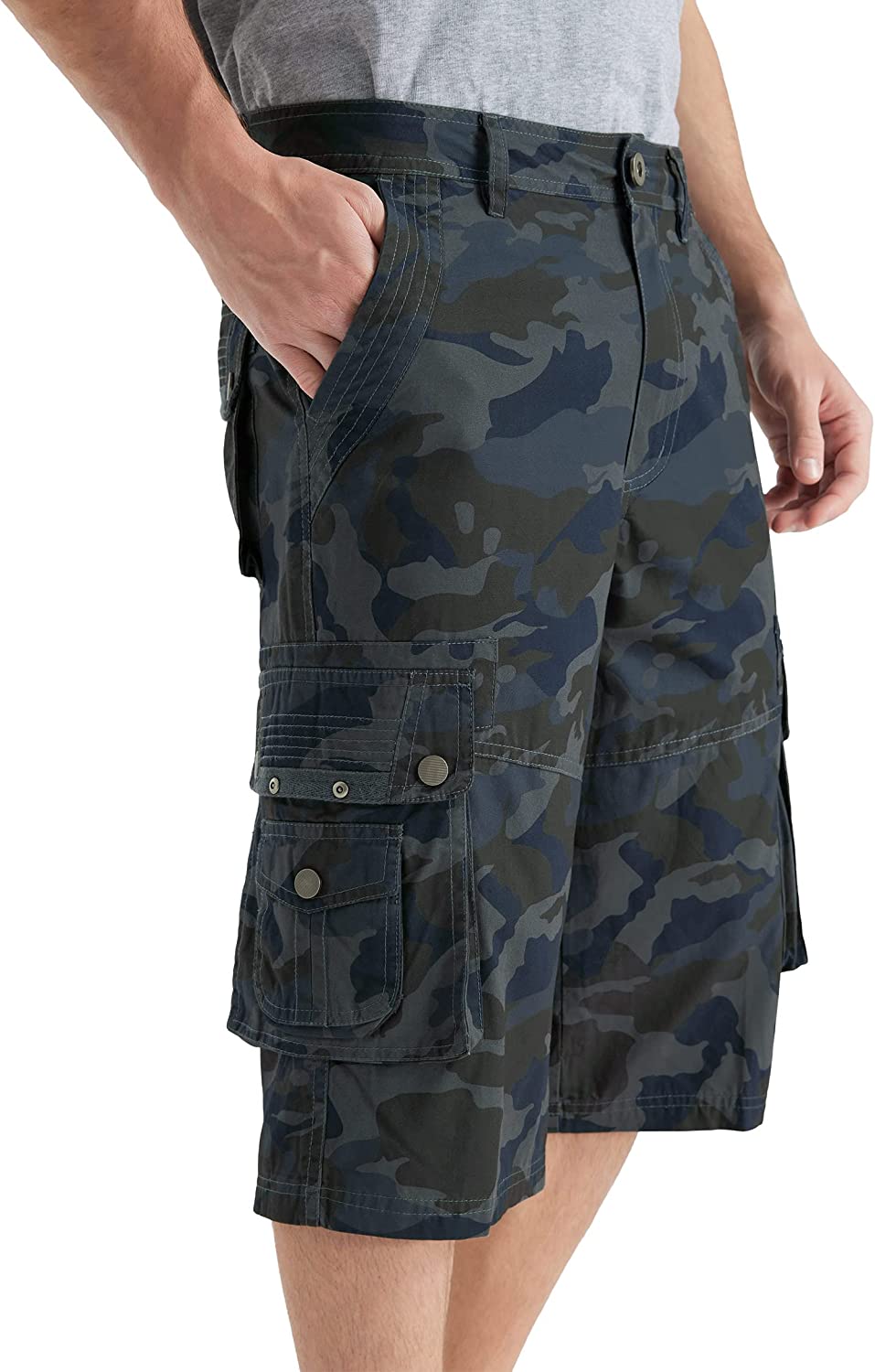 Relaxed Fit Cotton Cargo Capri Shorts-Waves And Trunks