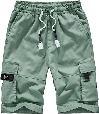 Elastic Waist Cargo Shorts-Waves And Trunks