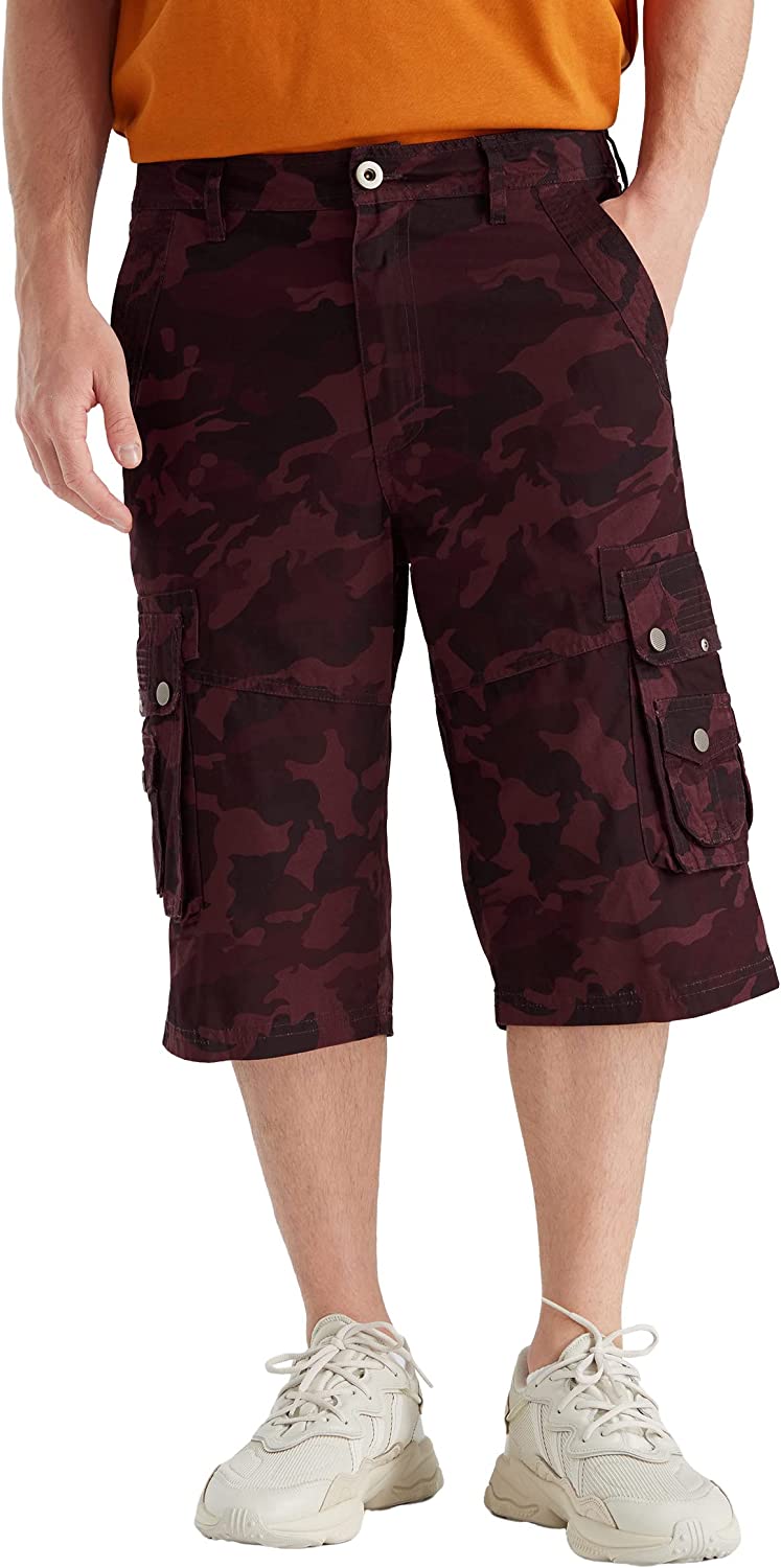 Relaxed Fit Cotton Cargo Capri Shorts-Waves And Trunks