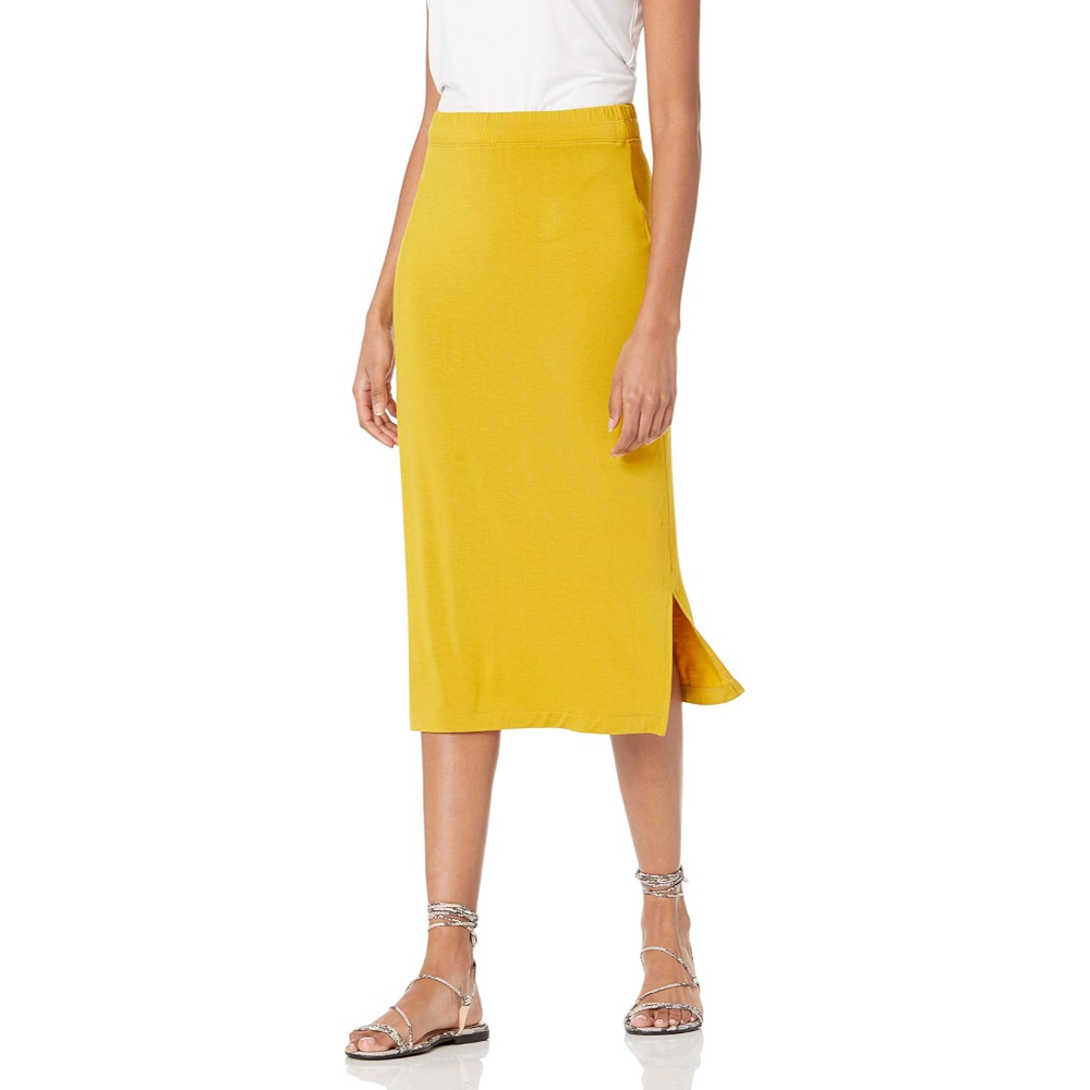 Casual Stretch Knit Midi Skirt With Soft Fit For Women