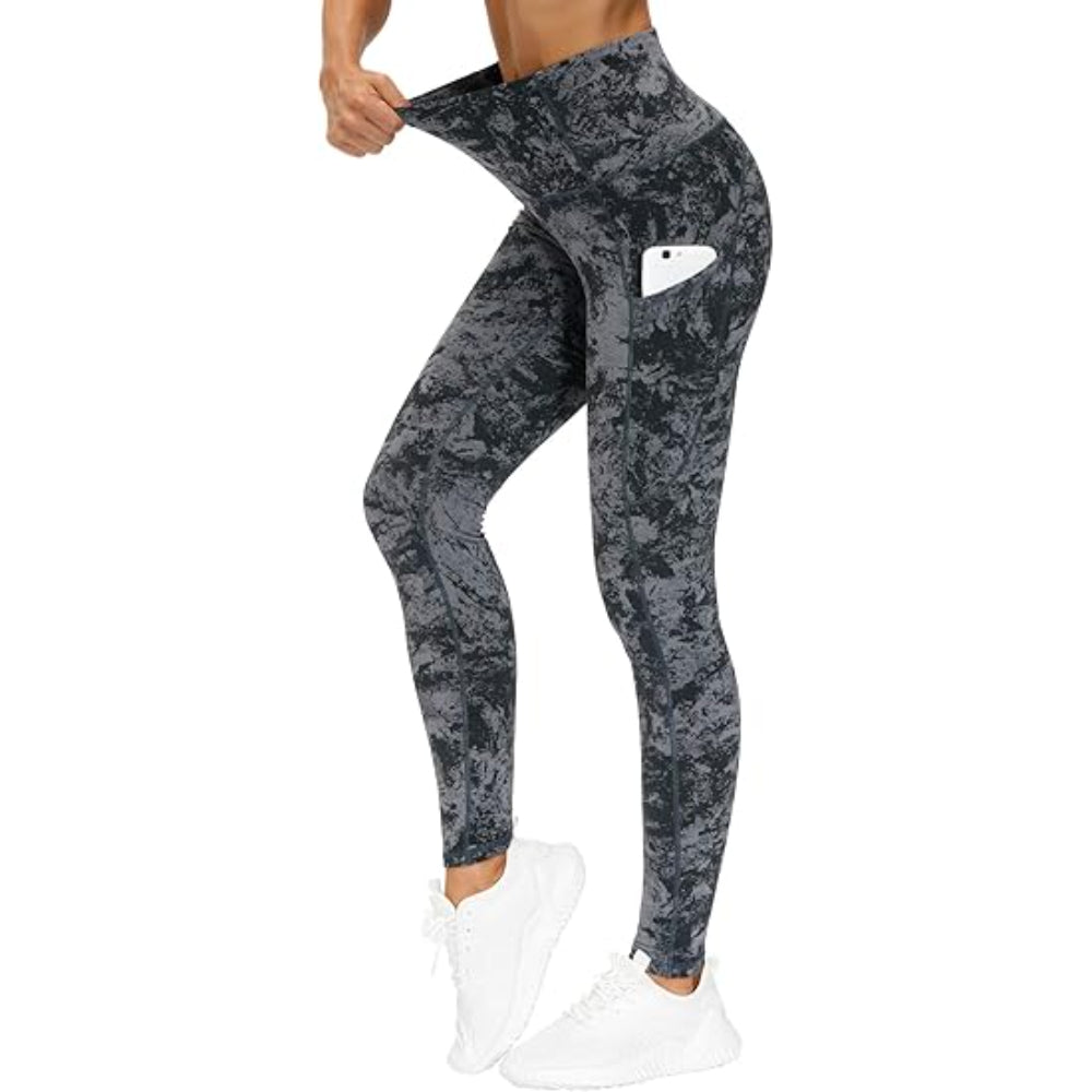Full Length Yoga Leggings With Side Pockets For Workout-Waves And Trunks