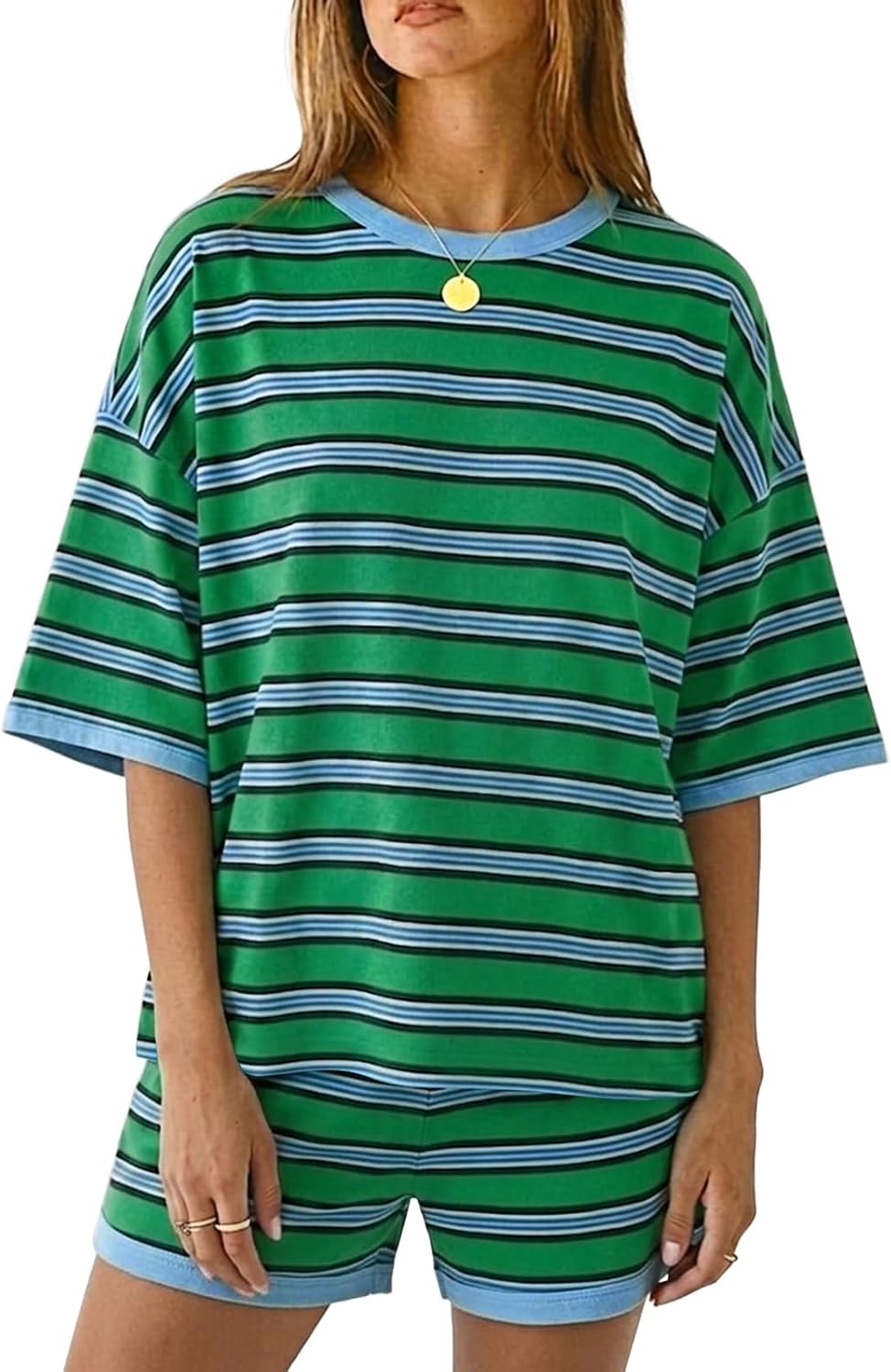 2 Pieces Oversized Top And Shorts Pajama Set For Women