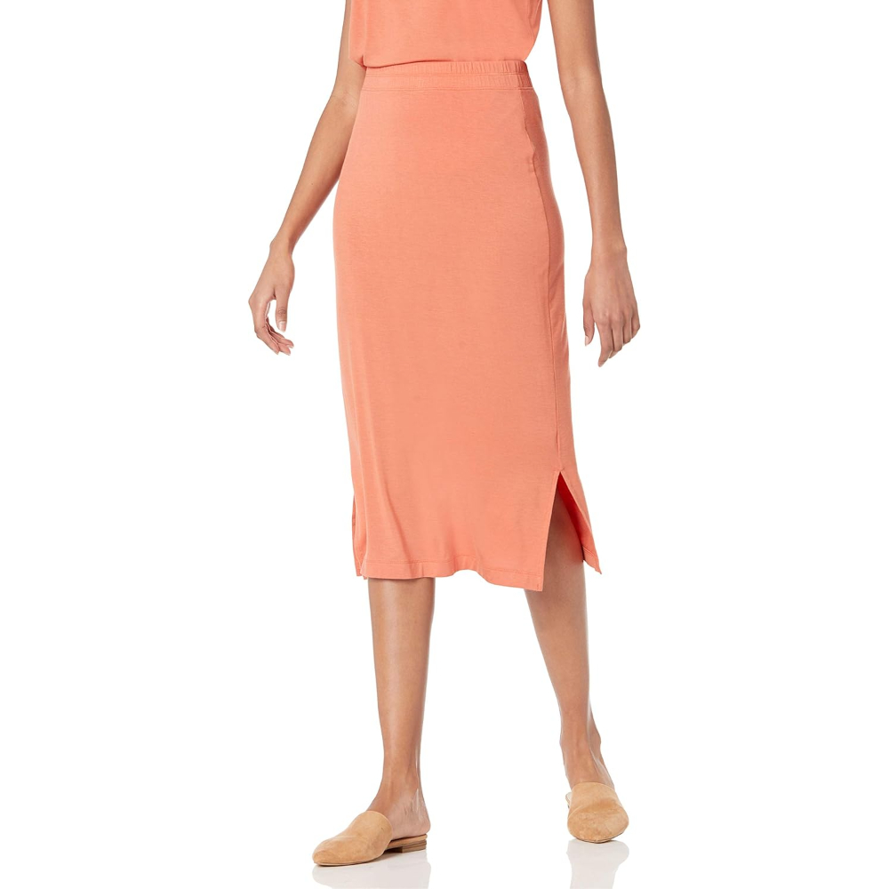 Casual Stretch Knit Midi Skirt With Soft Fit For Women