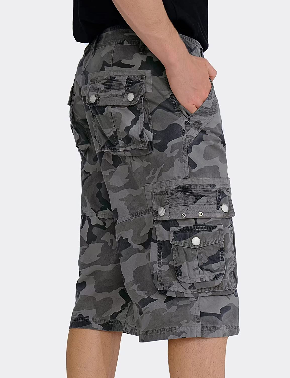Relaxed Fit Cotton Cargo Capri Shorts-Waves And Trunks