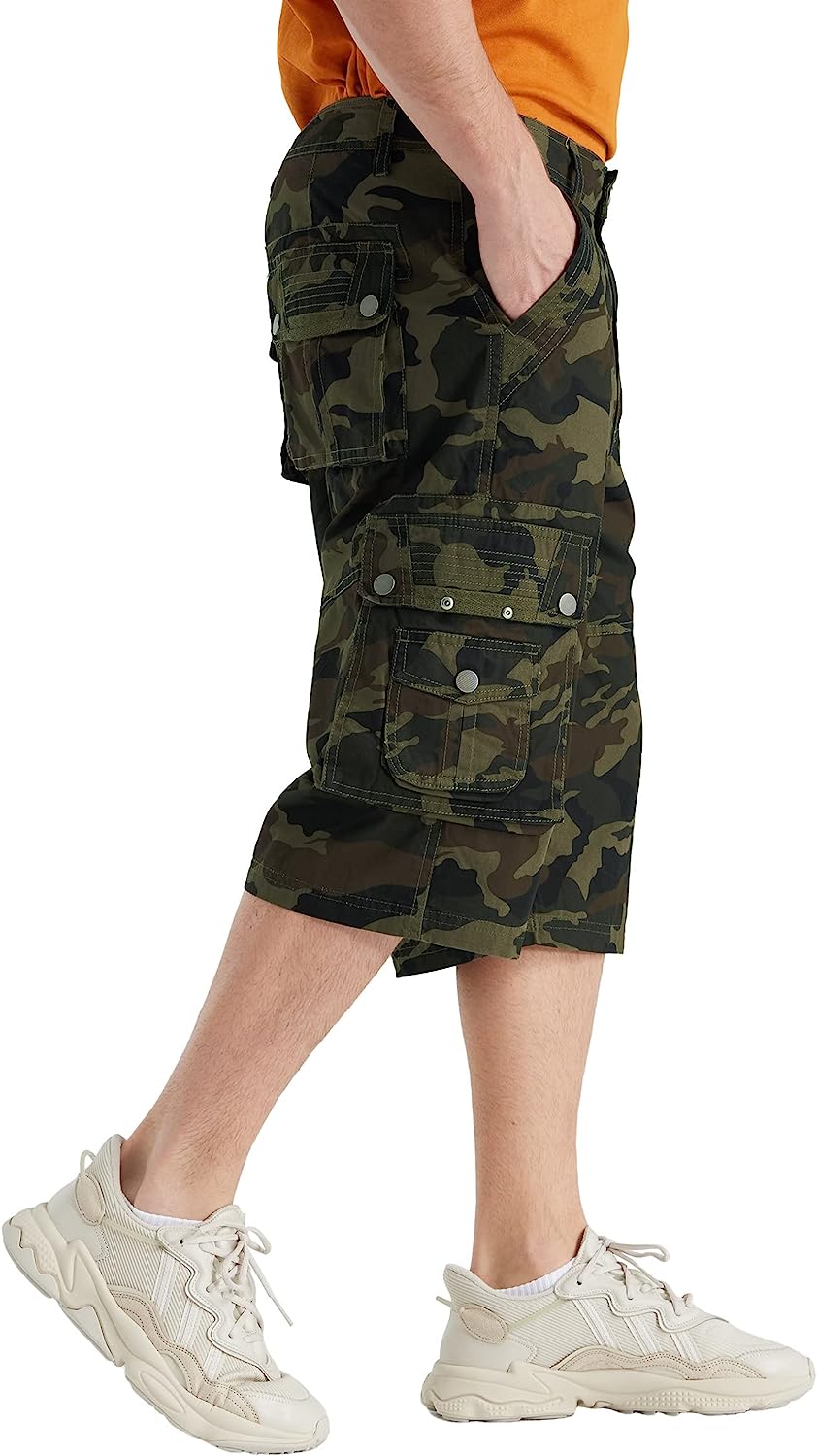 Relaxed Fit Cotton Cargo Capri Shorts-Waves And Trunks