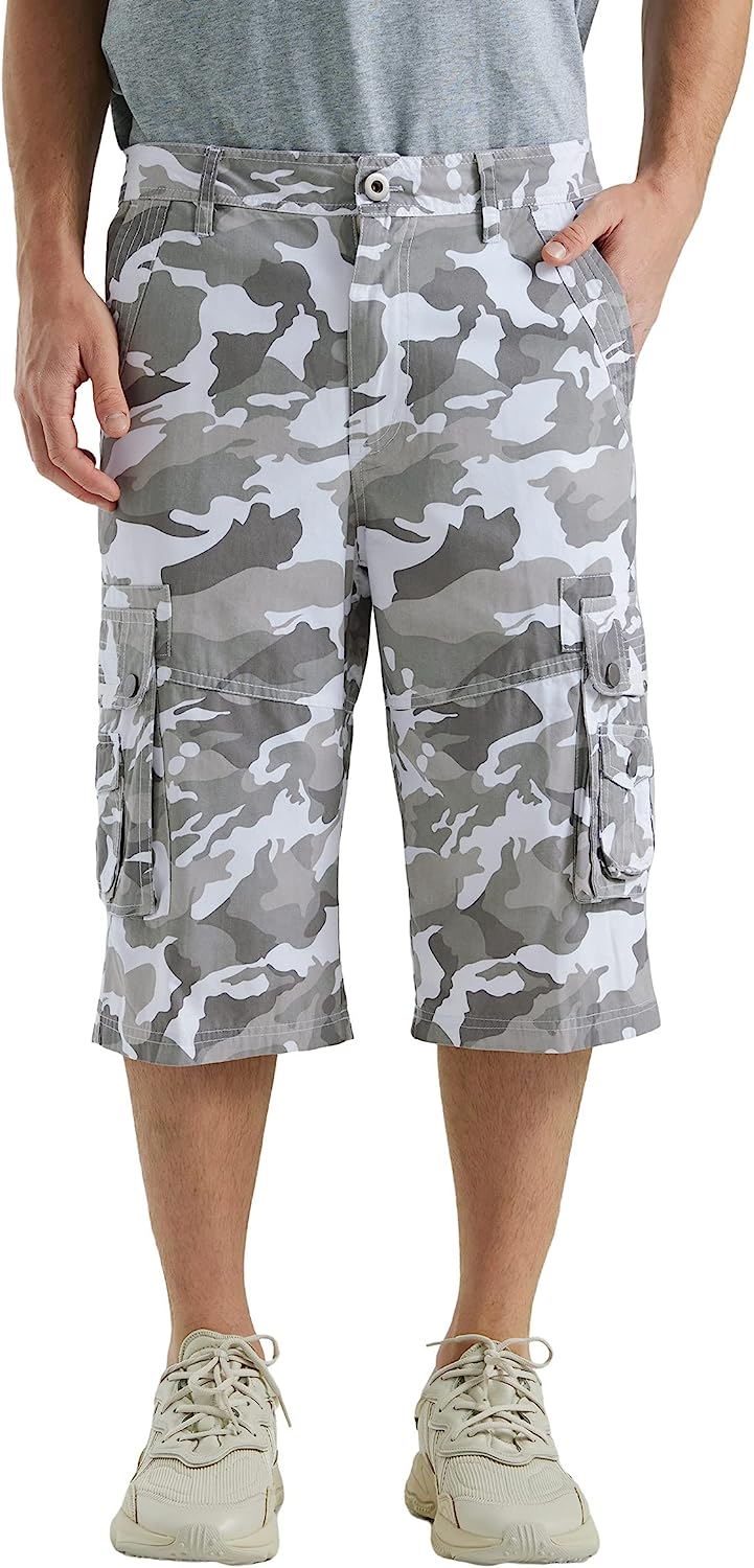 Relaxed Fit Cotton Cargo Capri Shorts-Waves And Trunks
