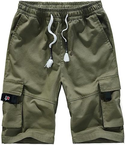 Elastic Waist Cargo Shorts-Waves And Trunks