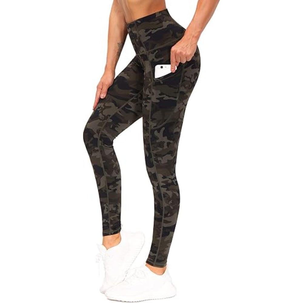 Full Length Yoga Leggings With Side Pockets For Workout-Waves And Trunks
