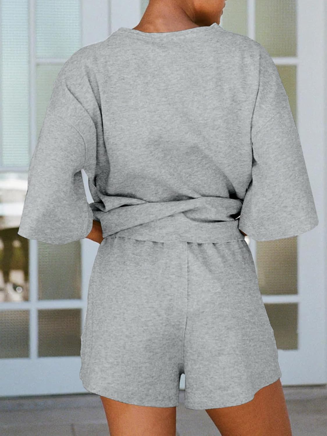 2 Pieces Oversized Top And Shorts Pajama Set For Women