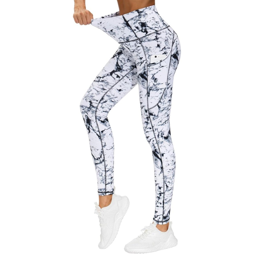 Full Length Yoga Leggings With Side Pockets For Workout-Waves And Trunks