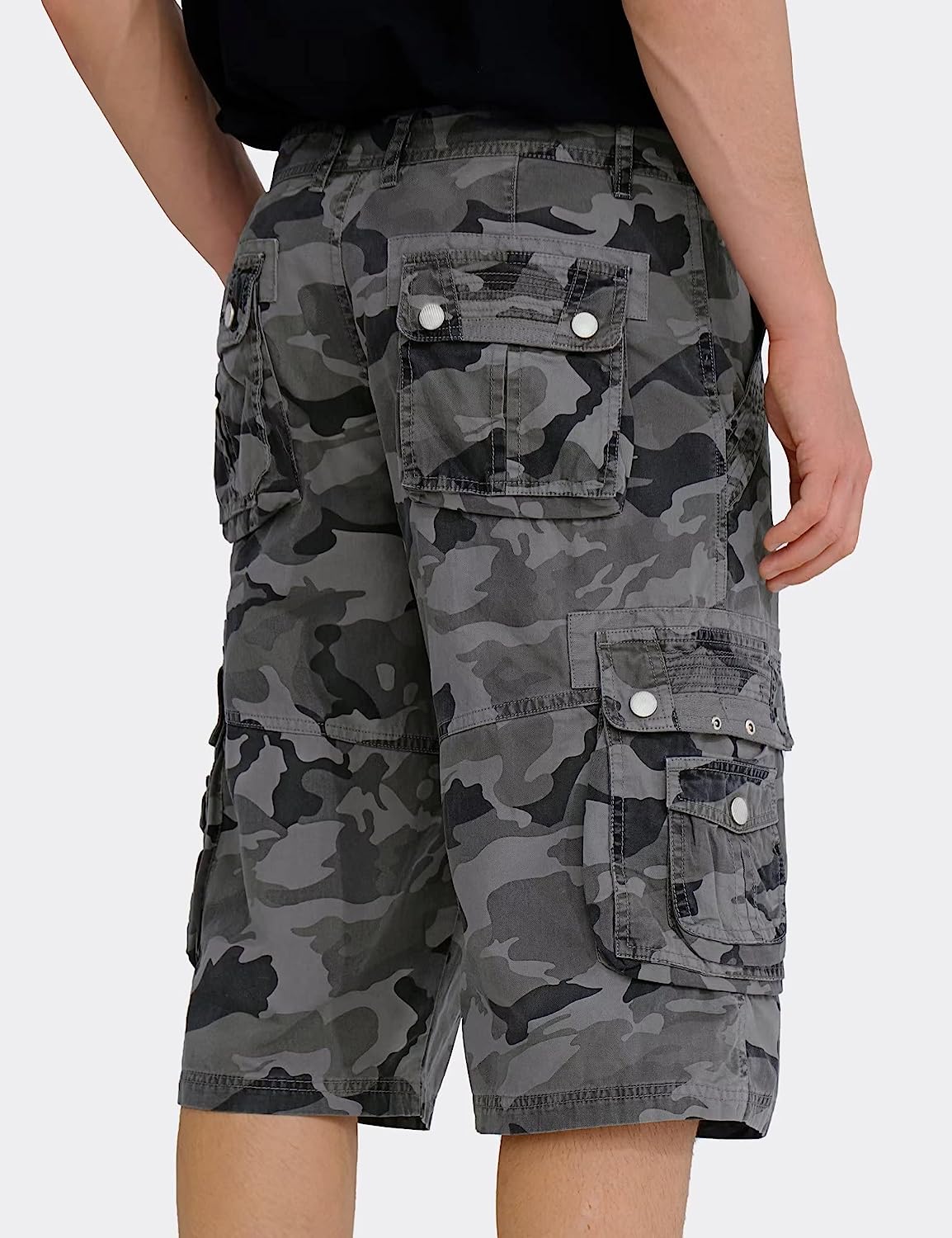 Relaxed Fit Cotton Cargo Capri Shorts-Waves And Trunks