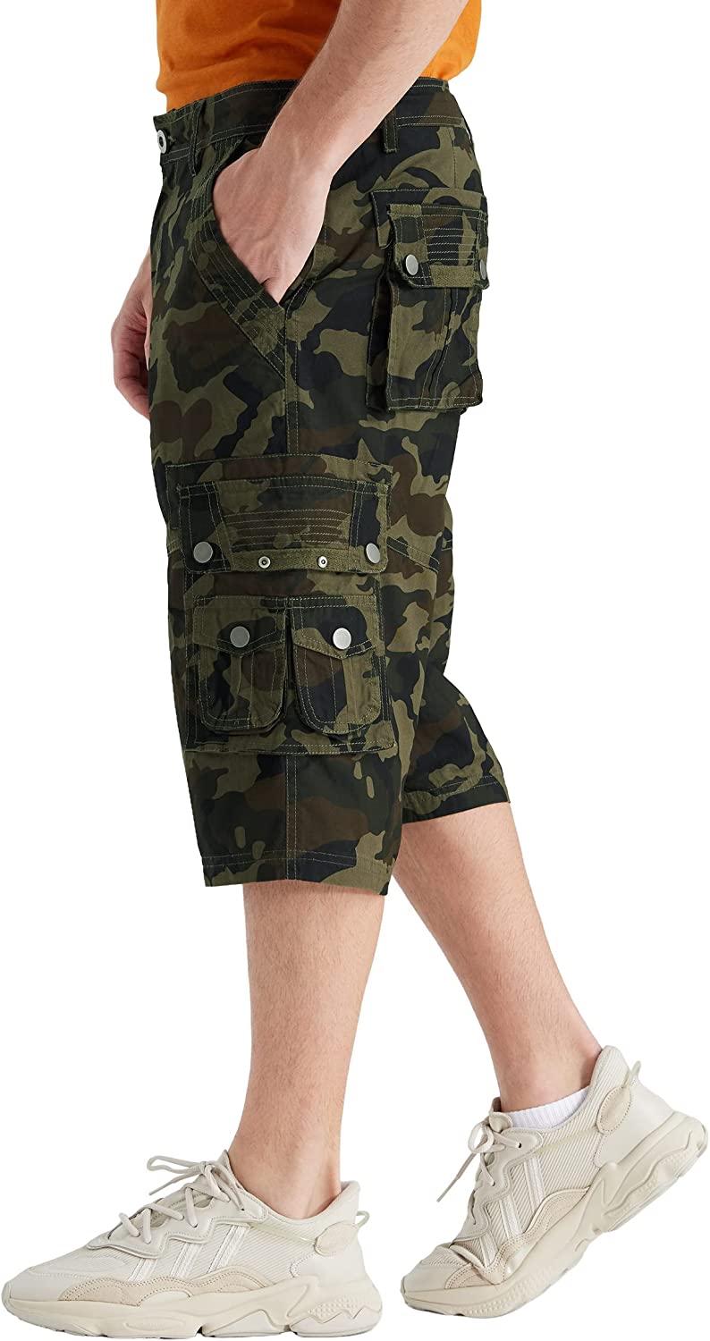 Relaxed Fit Cotton Cargo Capri Shorts-Waves And Trunks