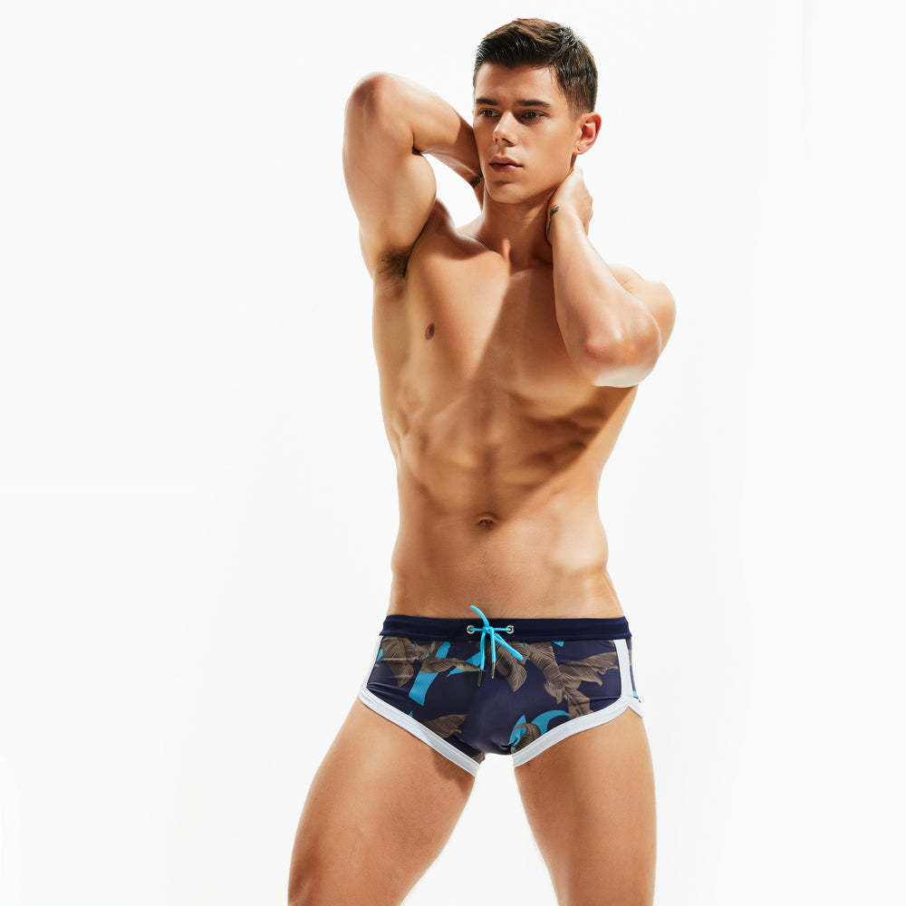 Blue Dried Leaves String Summer Brief-Waves And Trunks